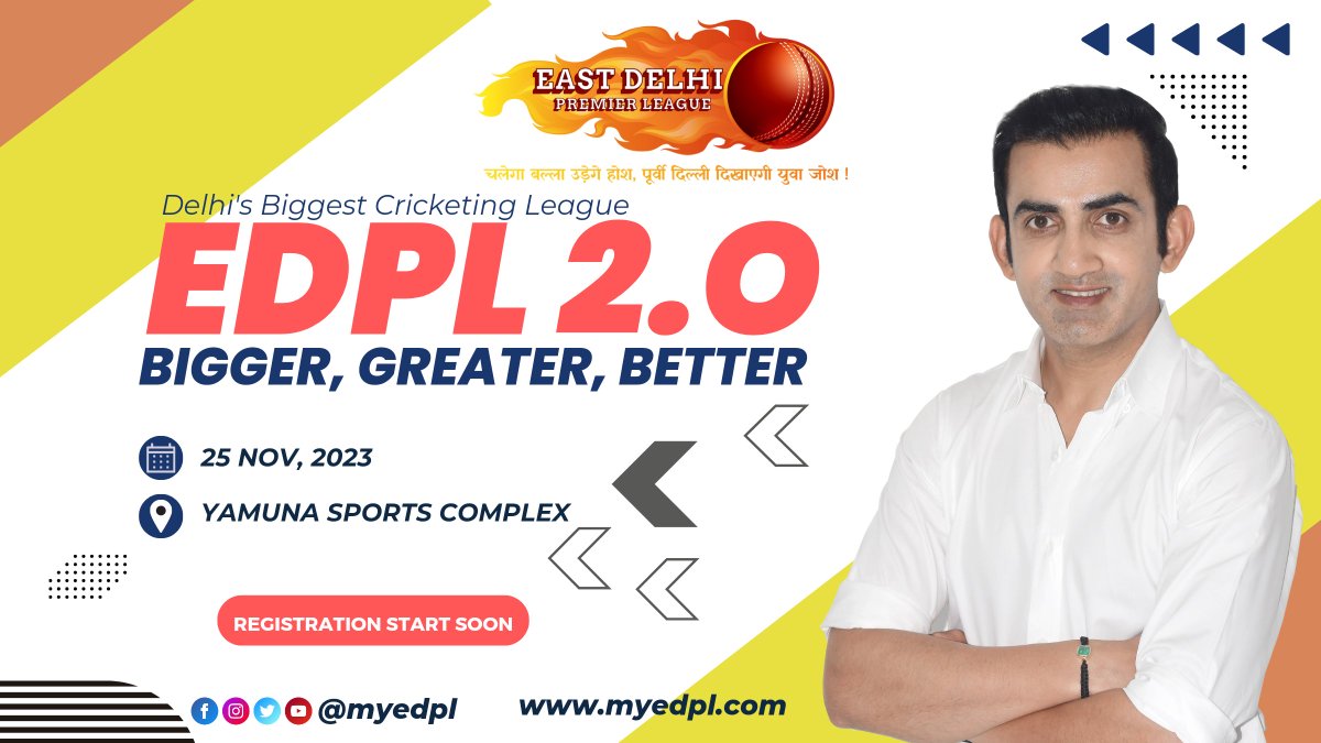 myedpl's tweet photo. EDPL 2.0
Bigger, Greater, Better
Trials Registration start soon!
#EFPL #cricket #EDPL2.0 https://t.co/vXCDH86pL1