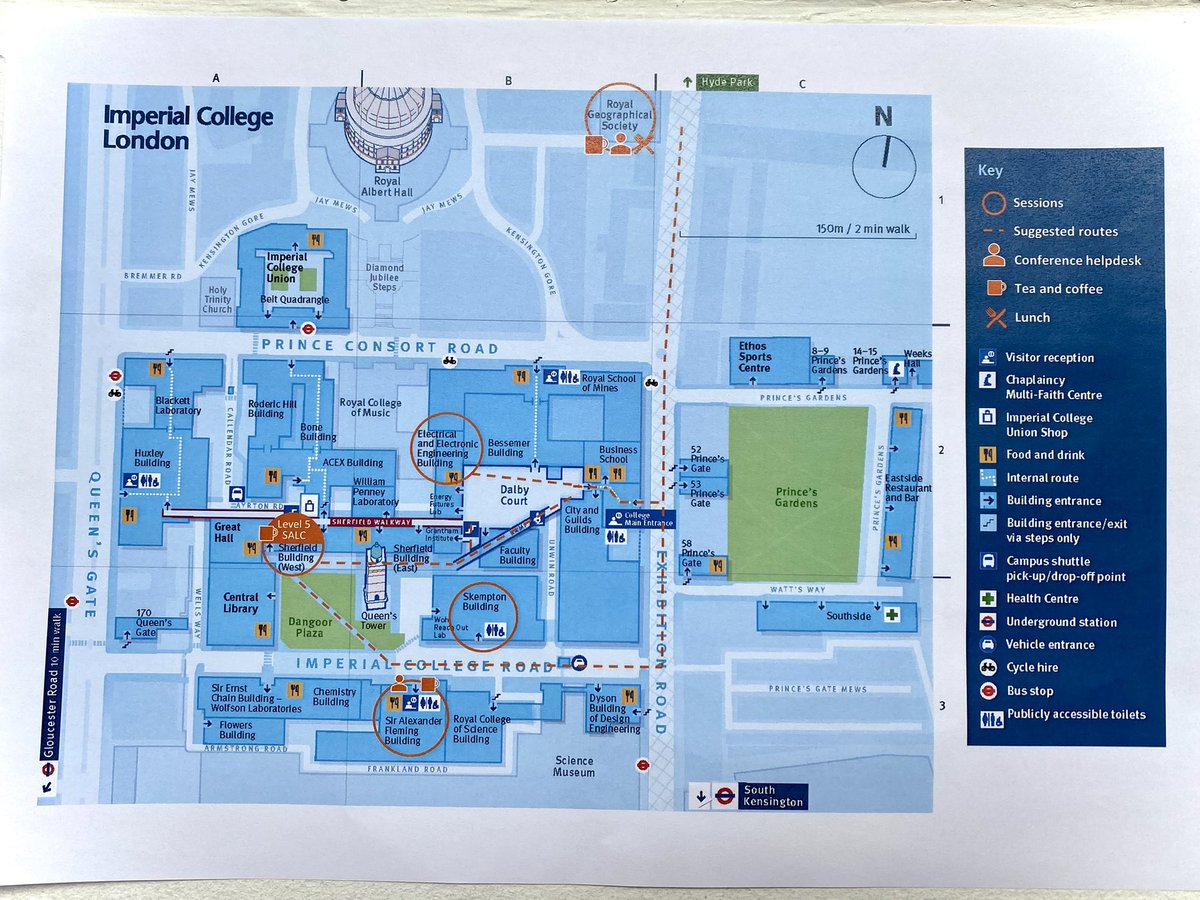 Sticking this #map here in case it’s useful to other #RGSIBG23 attendees trying to find the Imperial College buildings. (I still got very lost trying to get to Electrical Engineering building🙈) Really miss having an actual conference programme… even in pdf or a conference app.