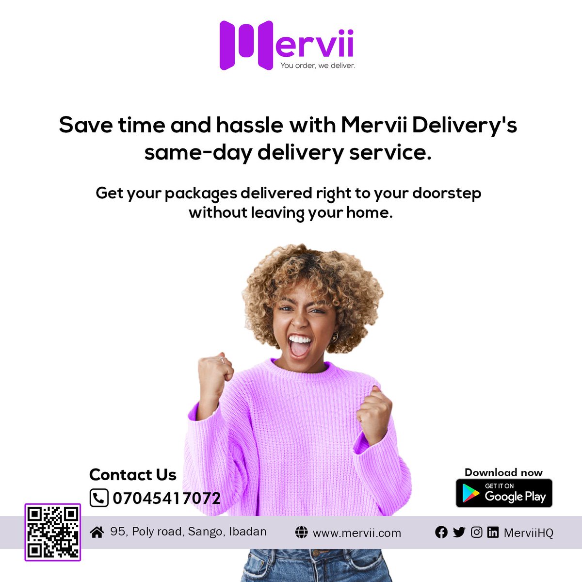 MerviiHQ's tweet photo. Save time and hassle with Mervii Delivery's same-day delivery service. Get your packages delivered right to your doorstep without leaving your home. #samedaydelivery #contactlessdelivery #viralvideo #Gabon #abayas Revolution #Esther #TOTO ECOWAS #snapchat https://t.co/v5madPB6fg