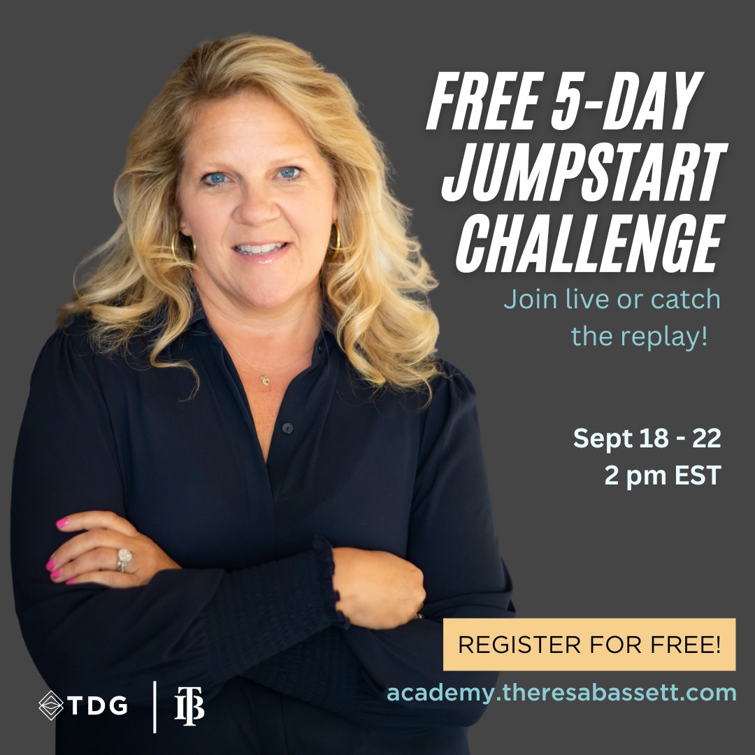 Our CEO, Theresa Bassett, is hosting a free, 5-day challenge from September 18th-22nd to help small business owners bring focus and massive action to sustainably grow their businesses.⠀
⠀
Join her on this massive growth journey: academy.theresabassett.com