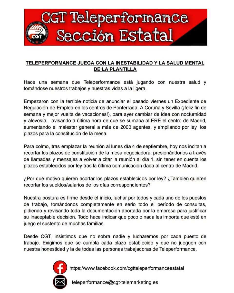 CGT Teleperformance Sevilla tweet media