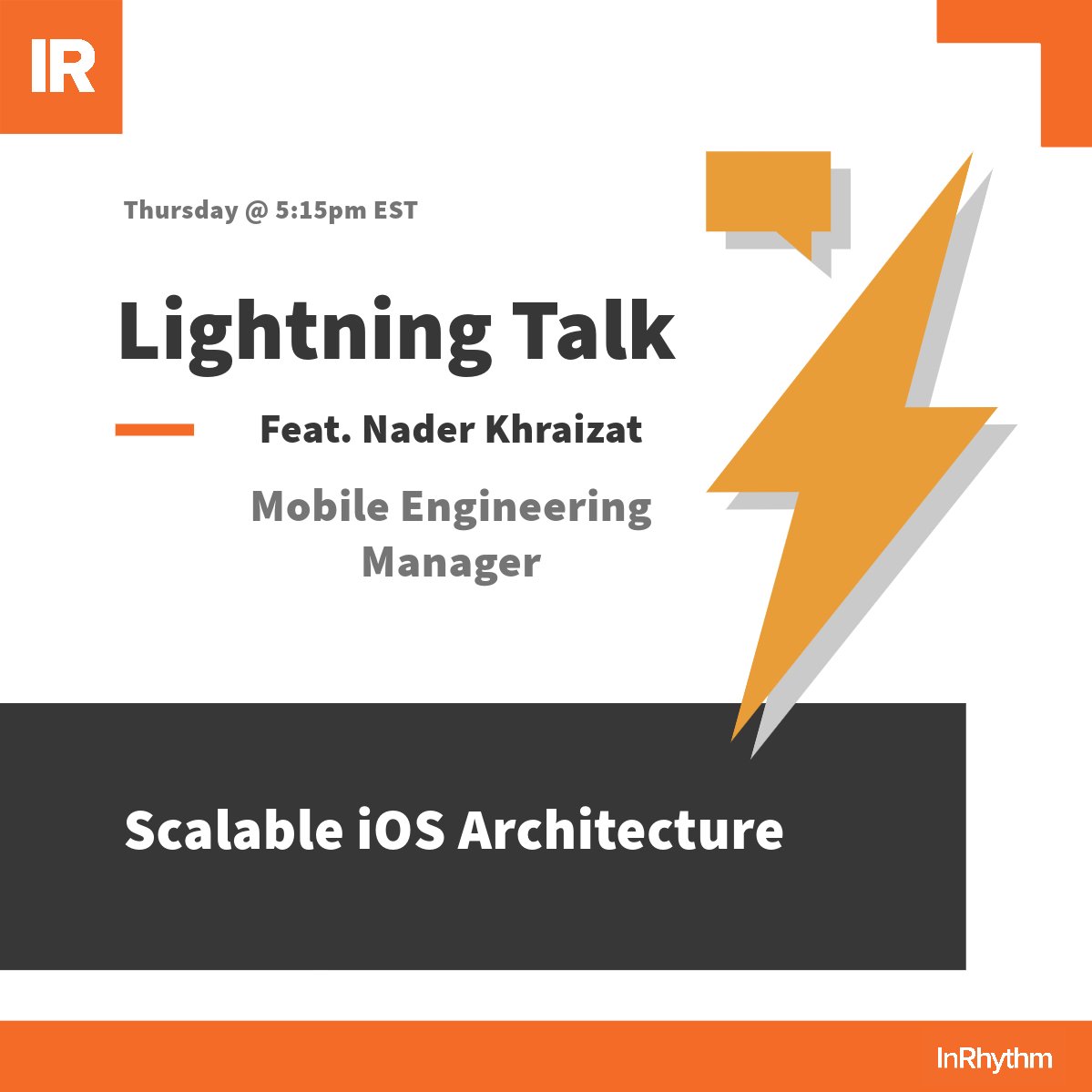 GetInRhythm's tweet image. 📣 Join us tomorrow for an enlightening Lightning Talk by Mobile Engineering Manager, Nader Khraizat, on Scalable iOS Architecture! 🚀 Tune in live on LinkedIn at 5:15pm EST. More insights in our bio link: tinyurl.com/rkac2x73 💡📱 #LightningTalk #iOSArchitecture #TechInsights