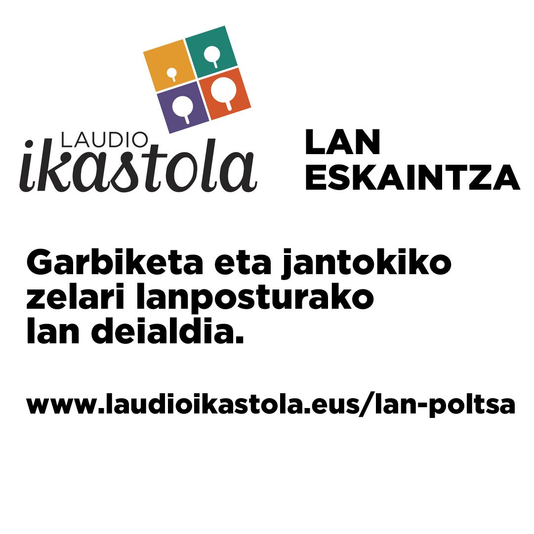 LaudioIkastola's tweet photo. #LanEskaintza
Laudio Ikastolak ondorengo lan deialdia egin du:
-IKT teknikaria
-Mantenu langilea
-PT
-Garbiketa eta jantokiko hezitzailea
ℹ https://t.co/VlLnM3PkmG
Deialdi honetarako izen ematea https://t.co/JKy1rzVCfU|eko lan-poltsa atalean bideratu behar da irailaren 6ra arte https://t.co/QuZJbMasFk