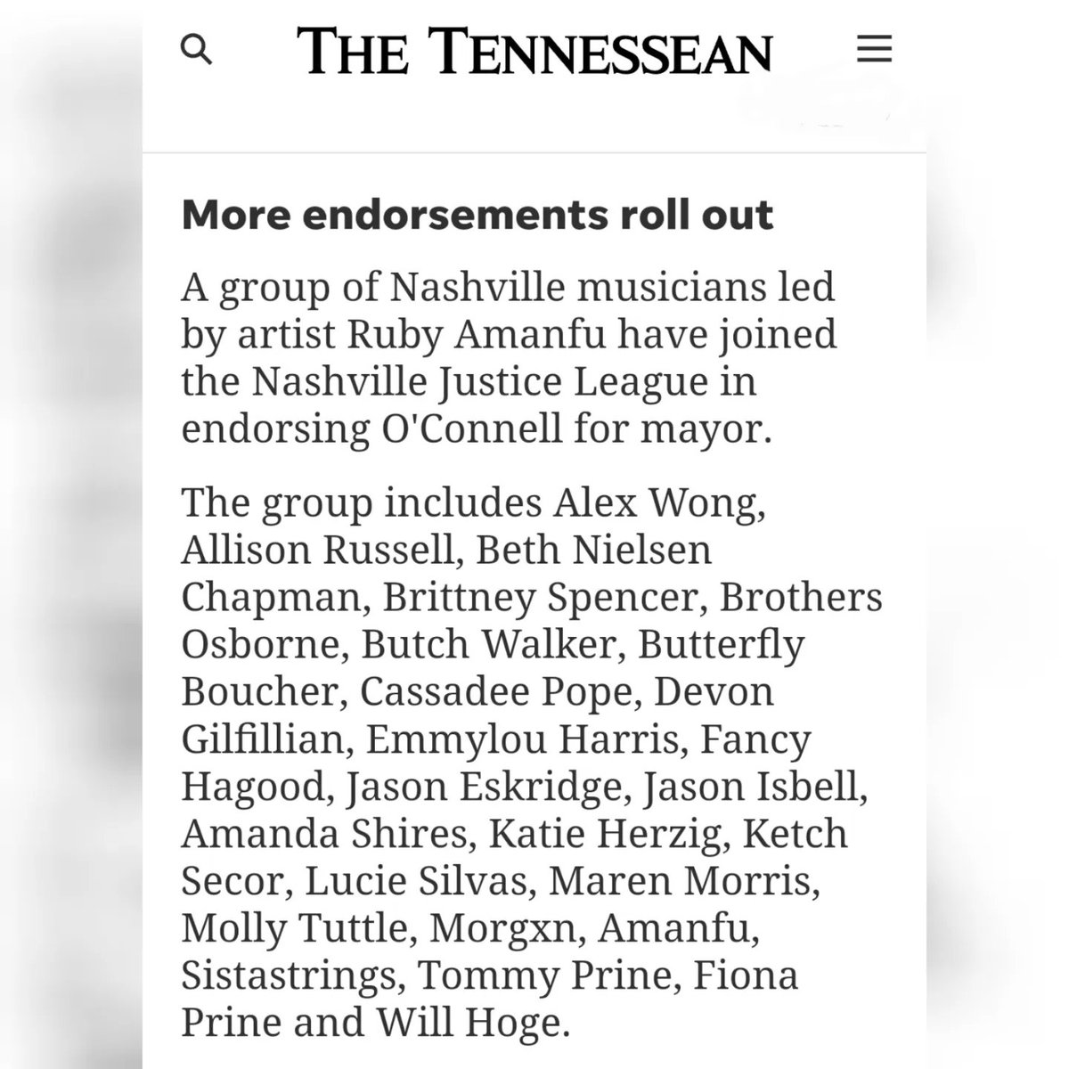 NJLVotes's tweet photo. Did you catch our big news in the @Tennessean? ICYMI a big group of Nashville musicians have joined us in endorsing Freddie O’Connell for mayor. ��️💯👏🏾

https://t.co/Mojh72JPjI https://t.co/KudwGPzzn1