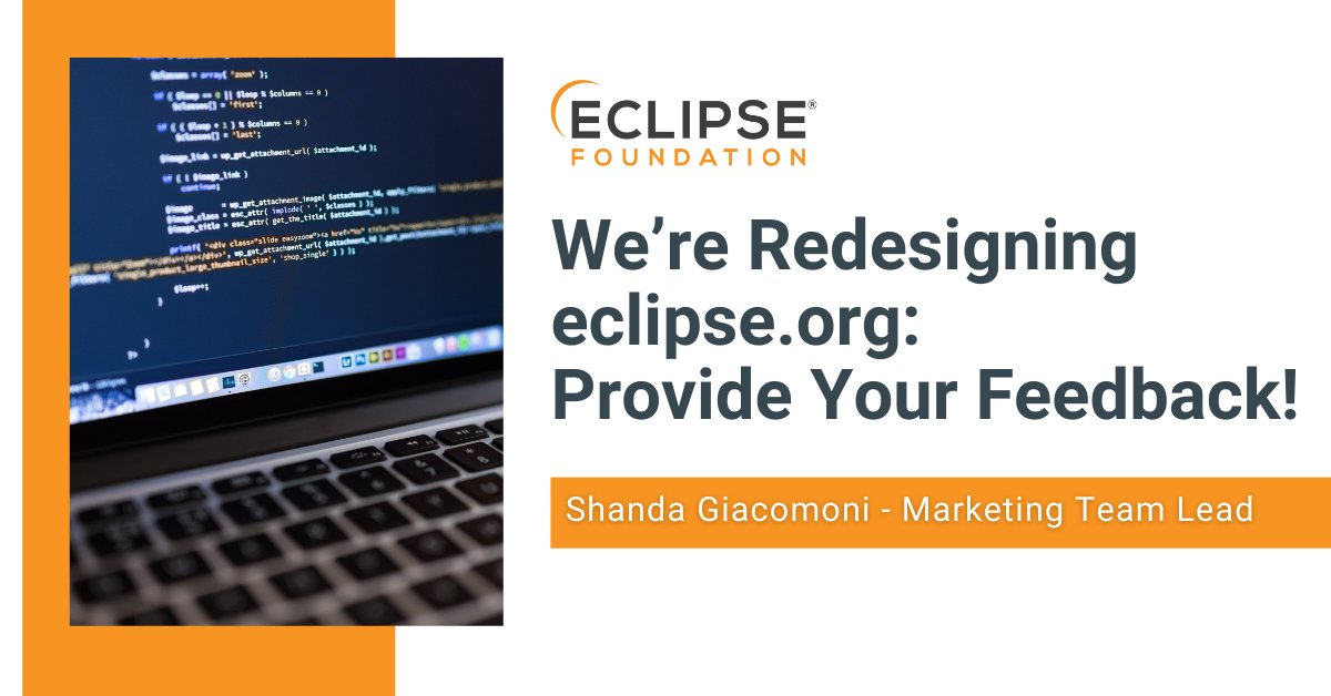 EclipseFdn's tweet photo. We’re working on redesigning the #EclipseFdn's website. Find out what we're looking to accomplish with the redesign and how you can provide your feedback: https://t.co/7q7BRtFRoM #CommunityIsKey https://t.co/glHcnq1CCx