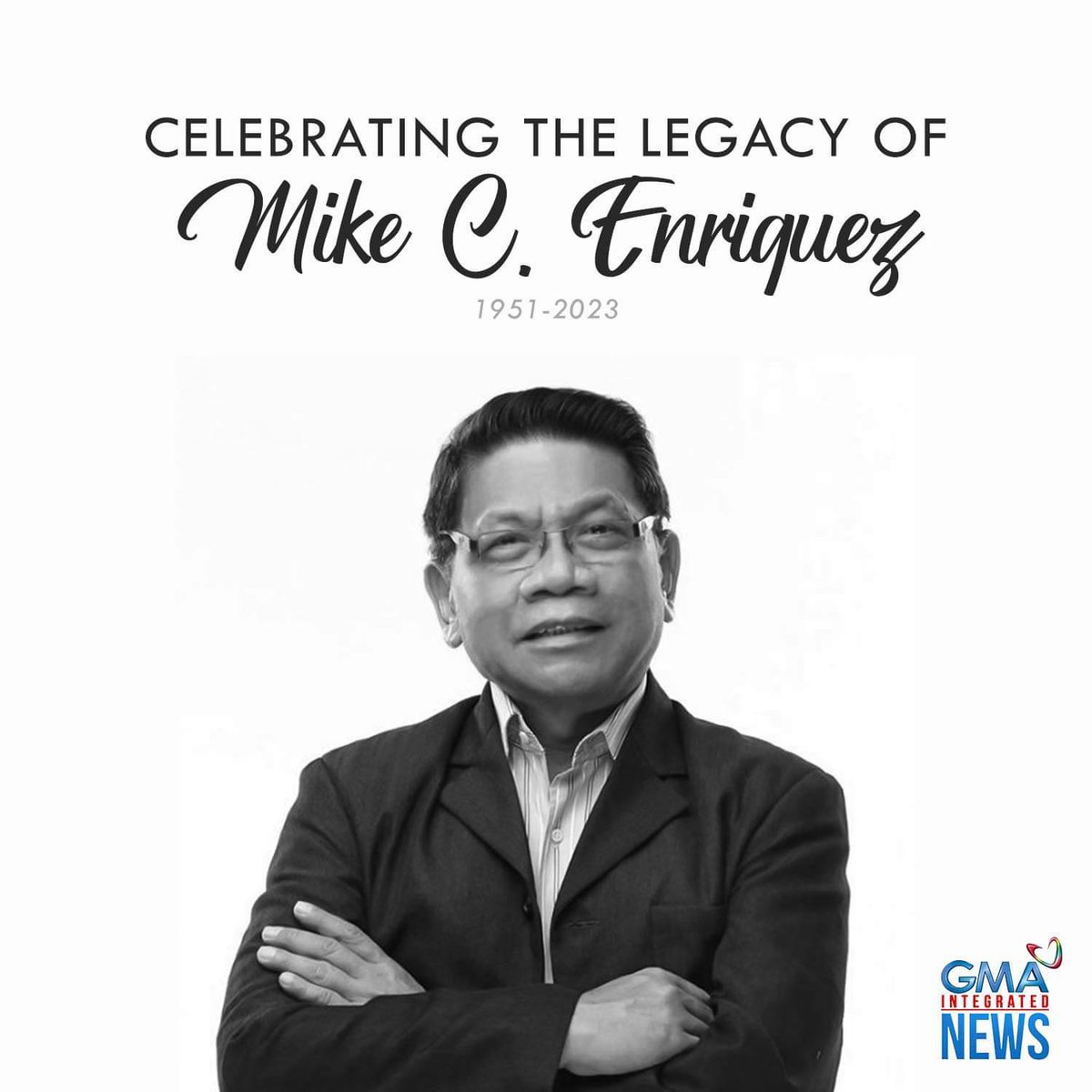 gmanews's tweet photo. CELEBRATING THE LEGACY OF MIKE C. ENRIQUEZ  

Sa pahintulot ng kanyang pamilya, magkakaroon ng pagkakataon ang mga nagmamahal kay Mike C. Enriquez na masilayan ang kanyang mga labi sa Christ The King Parish, Greenmeadows sa darating na Sabado, Setyembre 2, 2023, mula 8:30 AM hanggang 3:00 PM.  

Imbes na bulaklak, maaaring mag-donate ang mga nakikiramay sa Kapuso Foundation.