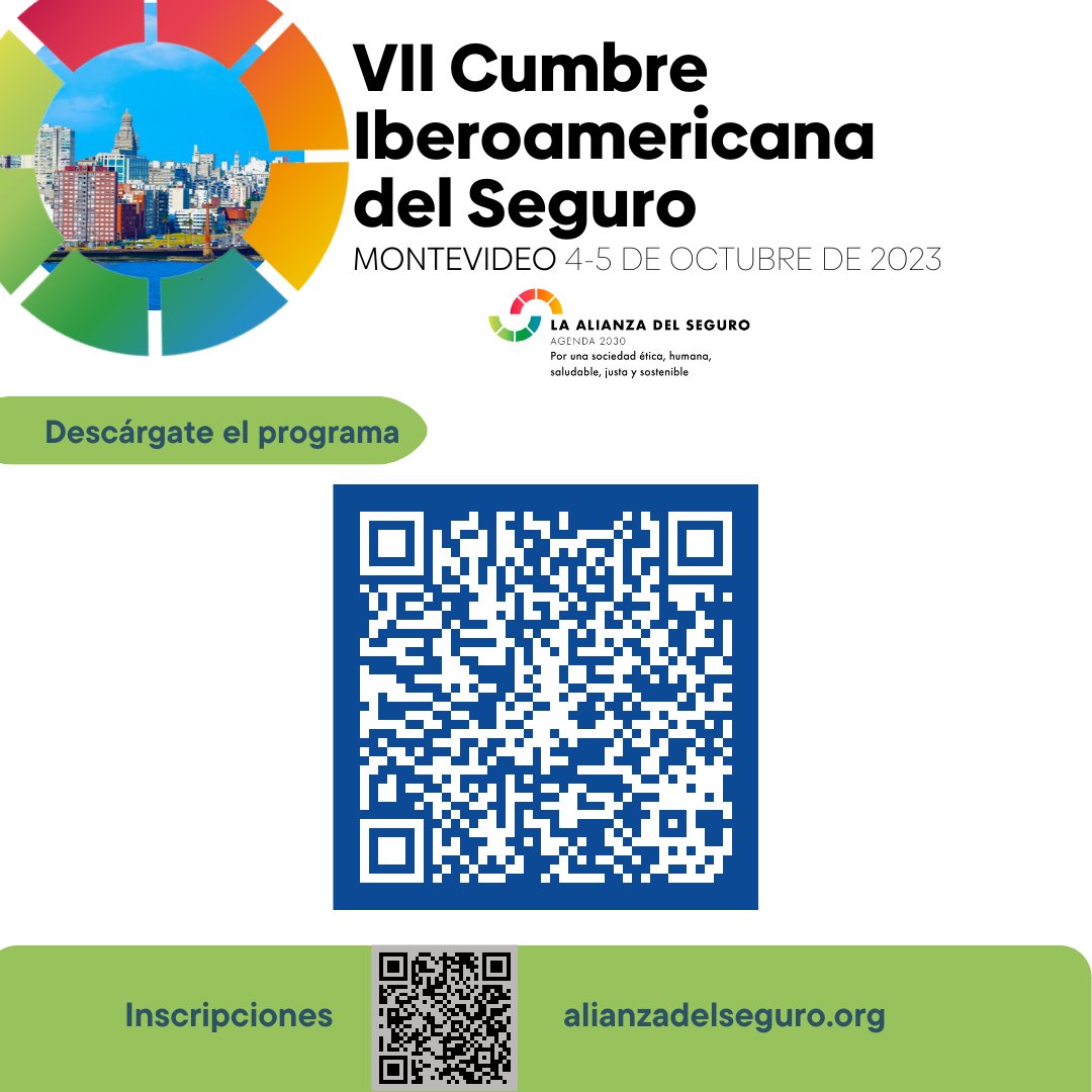ℹ️Las temáticas de la #VIICumbredelSeguro serán: sustentabilidad, tecnología y el factor humano.
Un encuentro imperdible de Aseguradores, Corredores, Brokers y Asesores 
📌#Montevideo (#Uruguay)
🗓 4-5/10/2023
Inscripciones👉 ow.ly/ah2u50PFC8M