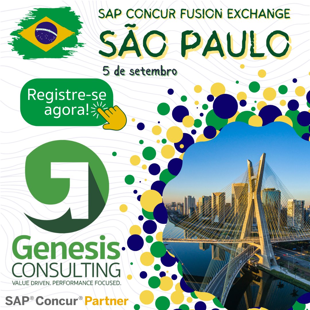 GenesisElevates's tweet photo. Junte-se a nós e ao SAP Concur São Paulo! https://t.co/e1rexOItBH
Nossos especialistas em gestão de despesas estarão lá para mostrar como a Genesis permitiu que as organizações agregassem valor, construíssem equipes de alto desempenho e aumentassem a satisfação do cliente. https://t.co/u1IeObP6ws