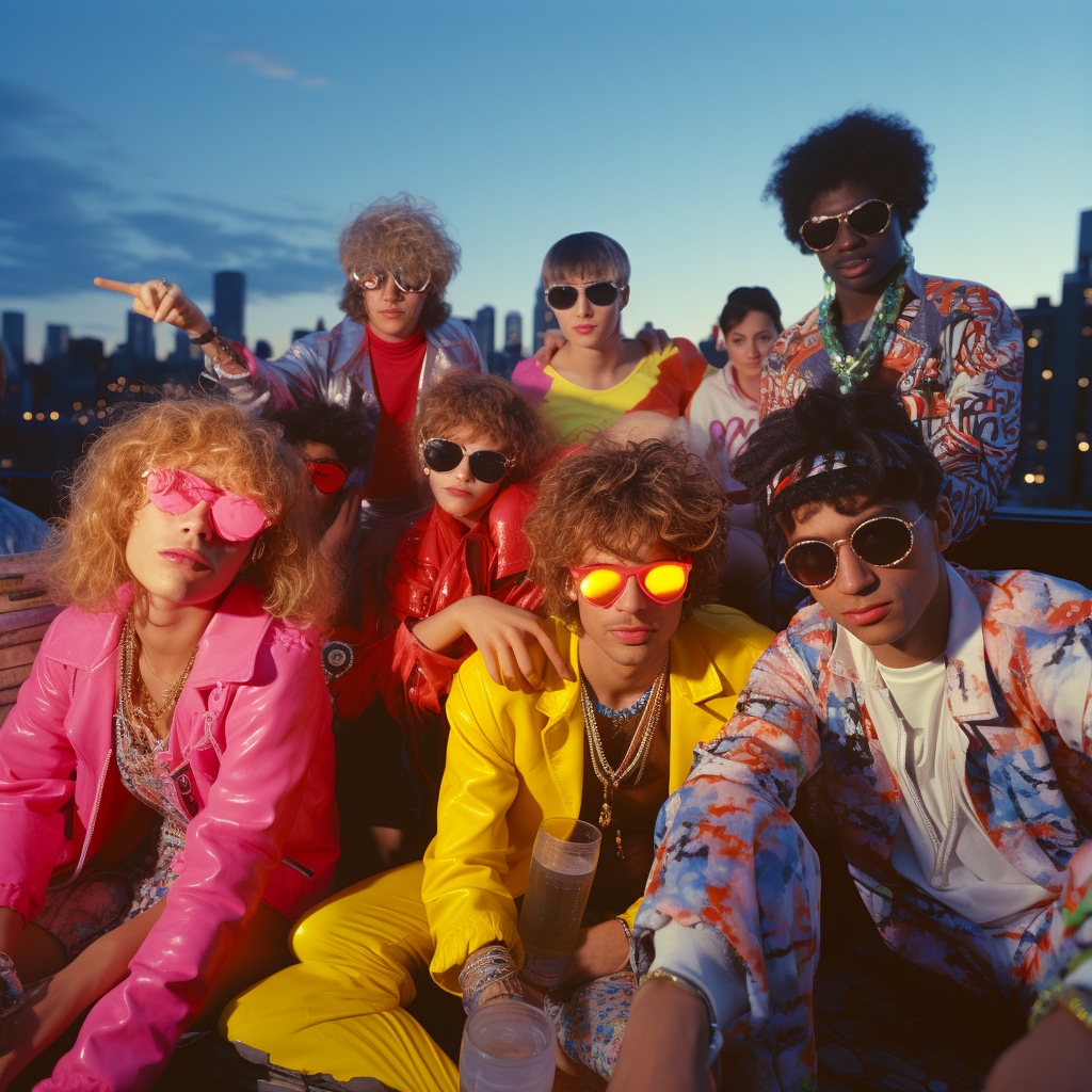 This is what the AI bots think our rooftop party will look like. @ameetmn @barnaby_who @akandthehallucinations better up their sunglasses game...

See for yourselves 9/15 <a href="/ourwickedlady/">Our Wicked Lady</a> in Brooklyn. 
Grab your tix here: dice.fm/event/qwg7y-ro…