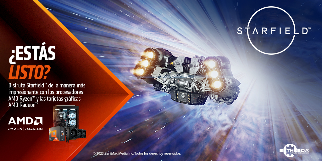 ¿Tu PC está lista para explorar el universo? Solo tienes una oportunidad para jugar Starfield por primera vez. Haz que sea inolvidable con los Procesadores AMD Ryzen™ y las Tarjetas Gráficas AMD Radeon™. bit.ly/3PjhHdV #Ryzen #Radeon #AMD #Starfield