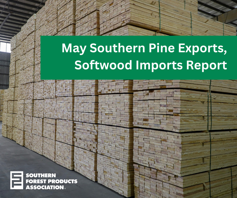 In May 2023, <a href="/Southern_Pine/">SFPA</a> exports, which include treated lumber, were up by 0.35%. While softwood imports were up 4.2% over the month and down 8.3% over the same month in 2022. 

Read more 👉 bit.ly/3KejZYK

<a href="/USDA/">Dept. of Agriculture</a>
<a href="/USDAForeignAg/">Foreign Ag Service</a>
<a href="/ASoftwoods/">American Softwoods</a>