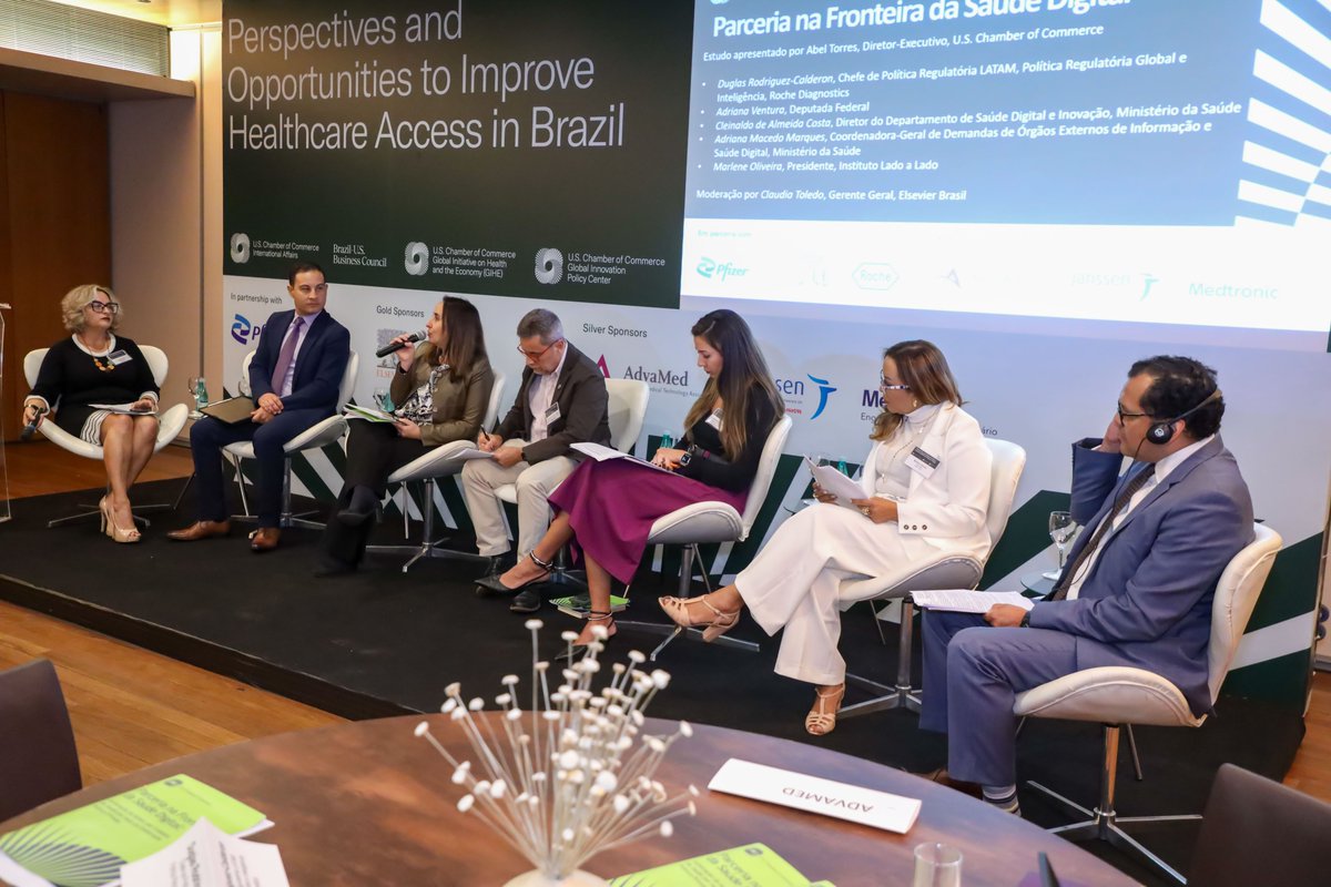 BUSBC's tweet photo. BUSBC hosted the event 'Perspectives and Opportunities to Improve Healthcare Access in Brazil' in partnership with Pfizer and sponsors: Elsevier, Roche, Medtronic, Janssen &amp; AdvaMed on an initiative bringing key players from the Brazilian and U.S. govs &amp; private sector together. https://t.co/IQFSqvLh1g