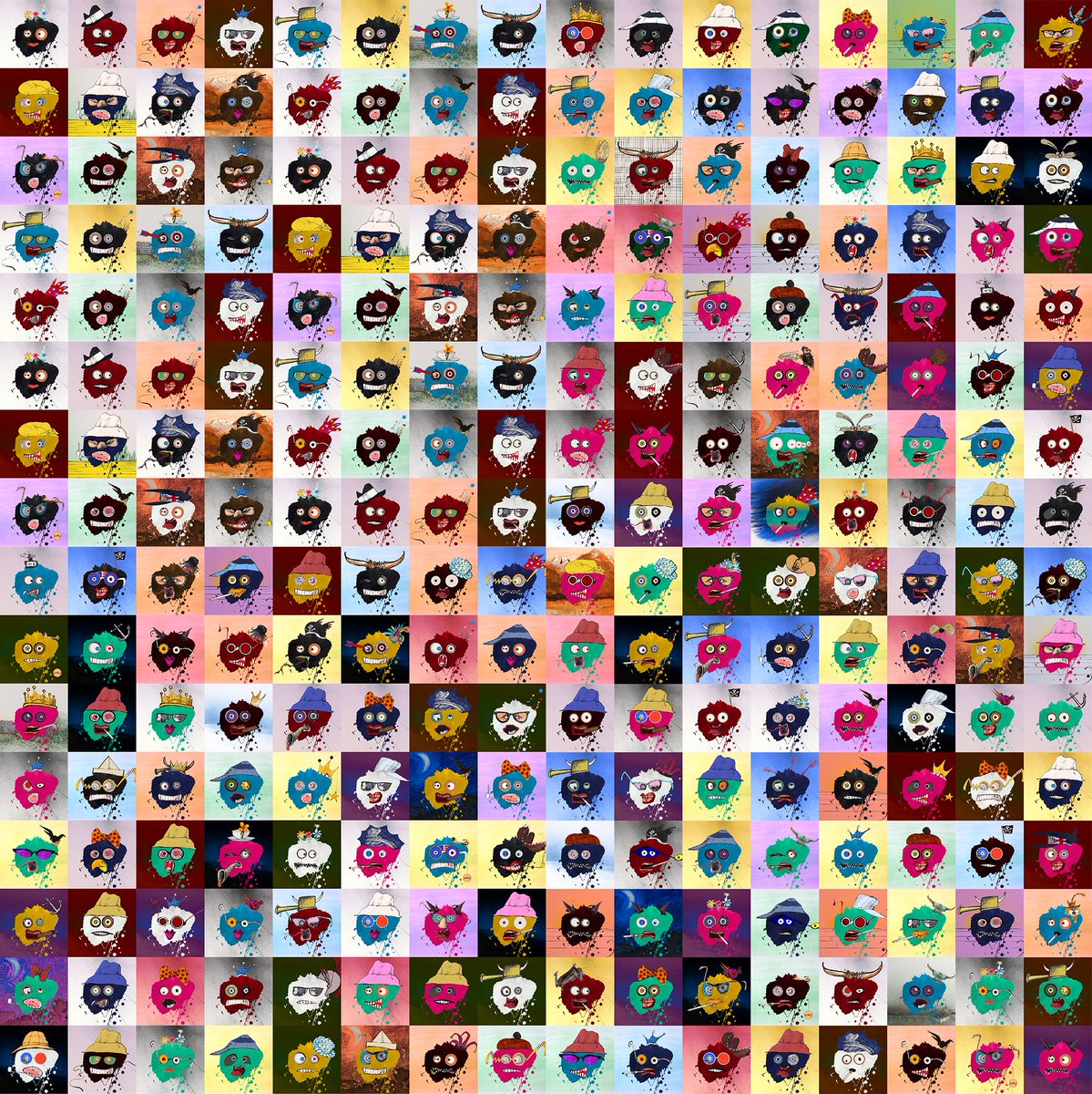 Look at all these beautiful SPLATS!!!  SPLATmans by <a href="/SteadmanArt/">Ralph Steadman Art</a> are MINTING NOW for .0375 ETH at.....

splatmans.com