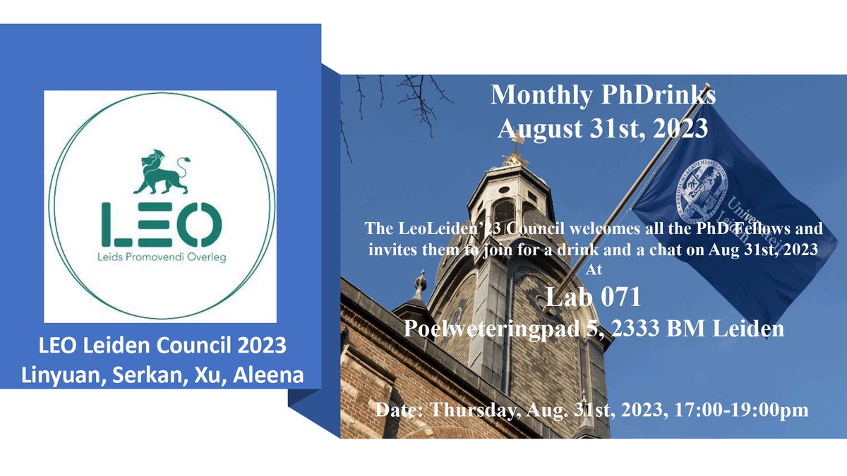 Hello from LEO Admin!
Here is some information regarding the schedule of our August PhDrinks. Our team looks forward to meet you at the given venue.

Thanks,
Aleena.