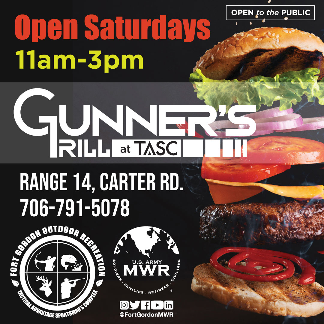 Heading out to TASC tomorrow? Bring an appetite and have lunch at Gunner's Grill!

#GordonMWR #TASC #GunnersGrill