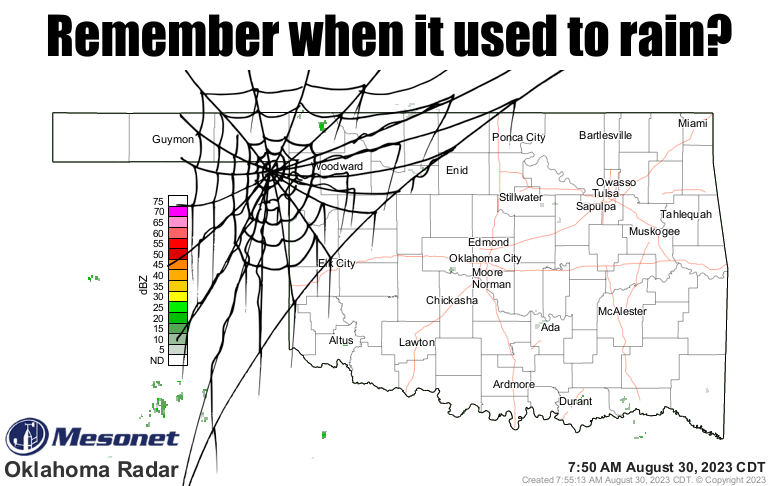 okmesonet's tweet photo. Mesonet Ticker: Dust Riders
https://t.co/S0zmtLHmwU

Our radar is decidedly bereft of any color. Even the cobwebs are getting bored. #okwx #okmesonet https://t.co/gpay6MBuyR