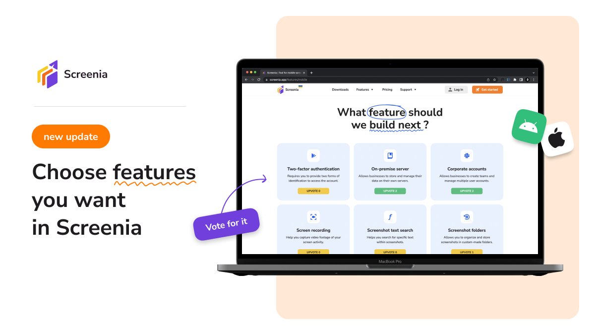 ScreeniaAPP's tweet photo. 😉 Wanna add a new feature to #Screenia? Your opinion matters, so we want to hear from you. ➡️ Head over to our feature pages, vote for your favorite #upcomingfeature, and stay with us for even more #updates

#screenshots #snippingtool #capturingapp #screenrecording #cloudgallery https://t.co/YvhSdH7G0i