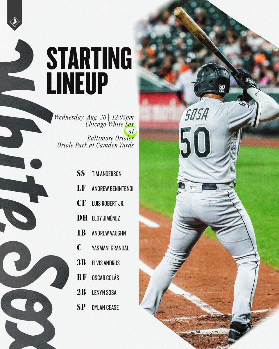 whitesox's tweet photo. Today's #WhiteSox starters against the O's: https://t.co/91KRtGw8Va