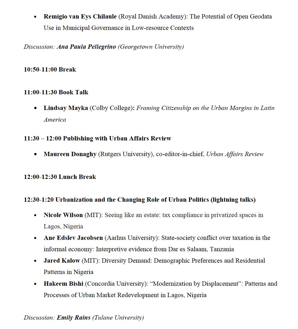 LindsayMayka's tweet photo. I may not be in LA (sniff), but I am excited about the @apsaurban Frontiers in Comparative Urban Politics workshop over Zoom today! Absolute 🔥 lineup. I'm presenting on my book on the causes and impacts of divergent frames of urban renewal projects for drug zones at 11 PDT. https://t.co/mAGtVA8zv5