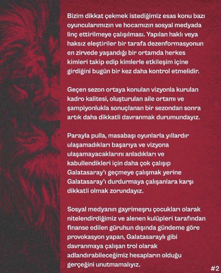 ultrAslanLISE's tweet photo. Galatasarayımız kalanlarla, gelenlerle ve geleceklerle yine Ligi domine edecek, futbolcularımızın form tutmasıyla yine tüm hesapları ve senaryoları altüst edecek.

ŞAMPİYON Hocamıza ve takımımıza inanıyor, Ligde ve Şampiyonlar Liginde sonuna kadar güveniyoruz.

#ultrAslanLİSE https://t.co/KE2YHhxvF3