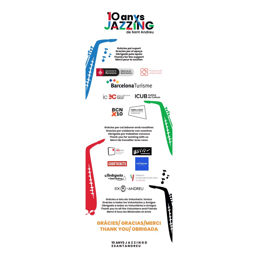 ❤️Volem agraïr a tots els nostres col·laboradors per fer possible aquesta 10ª edició del Jazzing Festival! Sense vosaltres no seria posible aquest projecte tan bonic❤️

Link de les entrades a la bio🔥