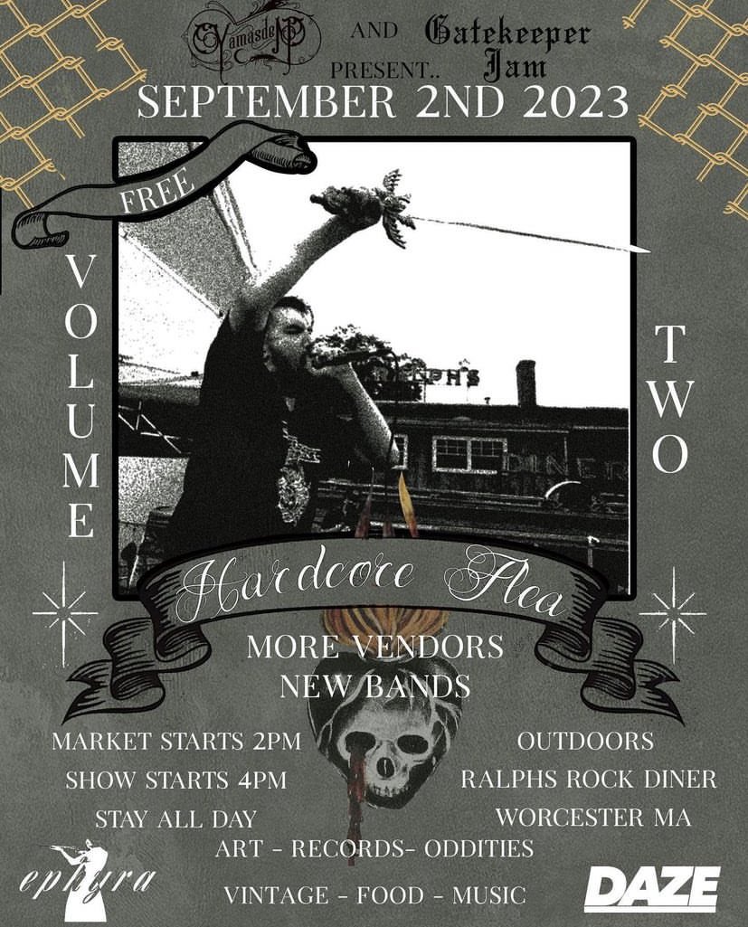 fiveyearwinterx's tweet photo. The Hardcore Flea returns to Worcester MA this Saturday 9/2 hosted by yours truly and Gatekeeper Jam! FREE event, market starts at 2 and runs all day with the show starting at 4! https://t.co/iLgQ8utZ9k