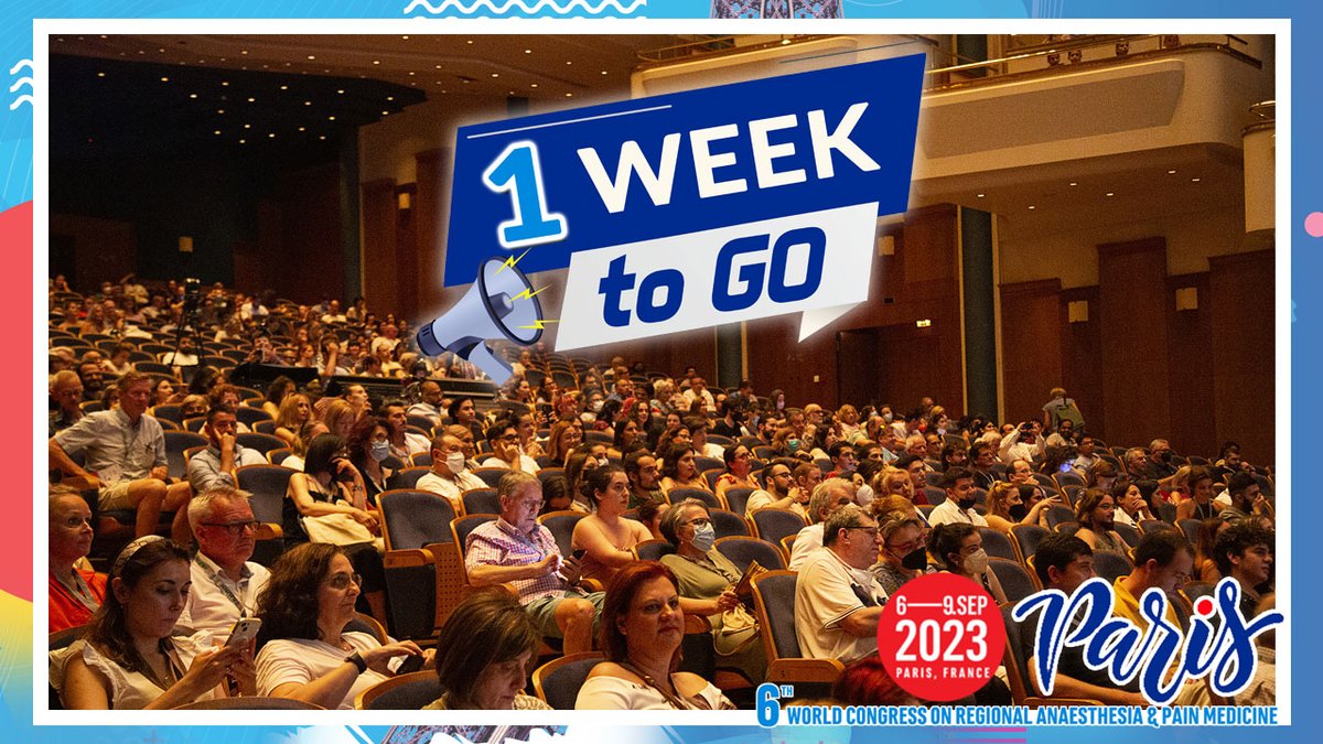 1⃣week to go before the #ESRAworld2023 ⏱ esraworld2023.com Get ready for the best congress on Regional Anaesthesia & Pain Medicine in the City of Light! 🇫🇷