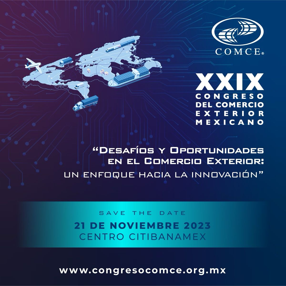 ComceMichoacan's tweet photo. ¿Estás listo? El evento de comercio exterior más importante de México, en formato presencial 🇲🇽😁🙌🏽
¡APARTA LA FECHA! 21 de Noviembre 2023 | Centro Citibanamex 
#CongresoCOMCE #SomosCOMCE
información: comcemichoacanac@gmail.com https://t.co/Xxp5p72pOV