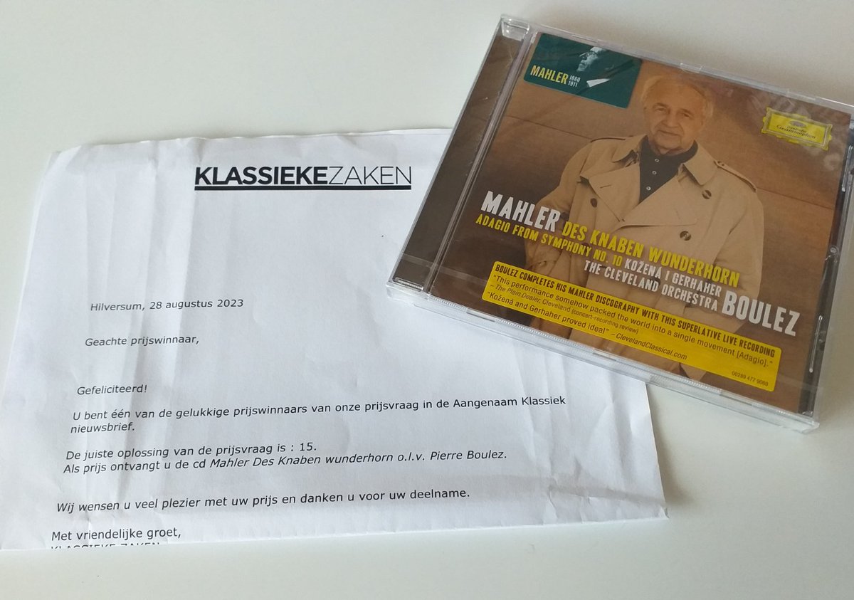 evanswol's tweet photo. Viel weer eens in de prijzen. Bij @Klassiekemuziek. Altijd een leuke gewaarwording! En nu genieten van #Mahler o.l.v. #Boulez ... Met niemand minder dan #Kozena en #Gerhaher. https://t.co/K1j0Ko5ck4