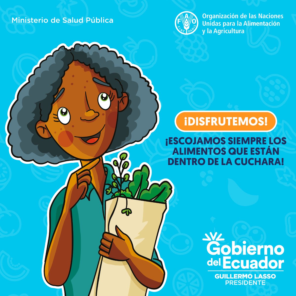 #NuestroTrabajoContinúa| La Cuchara Saludable 🥄 es el símbolo que representa a las #GuíasAlimentariasEC. Está compuesta por los diferentes grupos de alimentos, sin dejar de lado la pertinencia cultural y agrícola 👨🏻‍🌾.