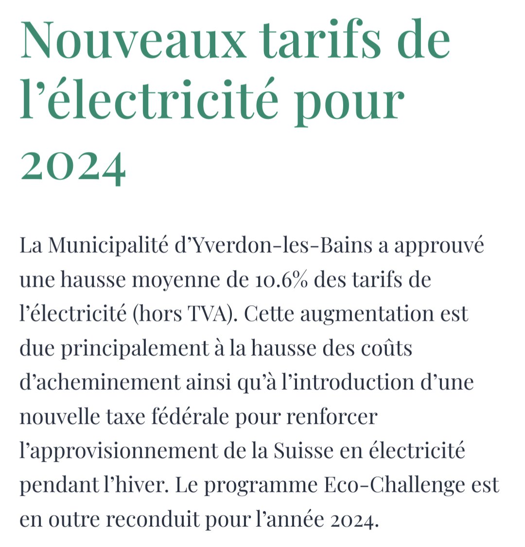 Bim! 10% de + pour l'électricité à Yverdon... Et avec ça, vous reprendrez bien un peu de primes qui explosent et de hausse du taux hypothécaire? Lutter contre la vie chère n'est plus seulement une priorité, c'est une urgence! #EF2023