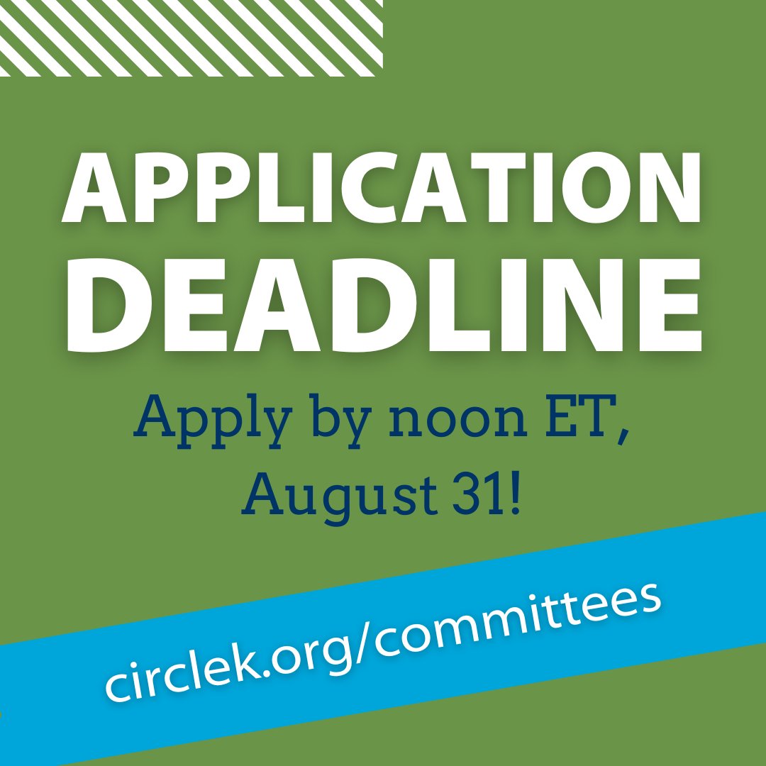 circlekintnl's tweet photo. 🚨 COMMITTEE MEMBER APPLICATIONS DUE AUGUST 31 @ NOON ET 🚨

Learn more and apply at https://t.co/GX0vfdH6eQ or click the link in our bio. #ChooseCKI https://t.co/k7BlX3vImh
