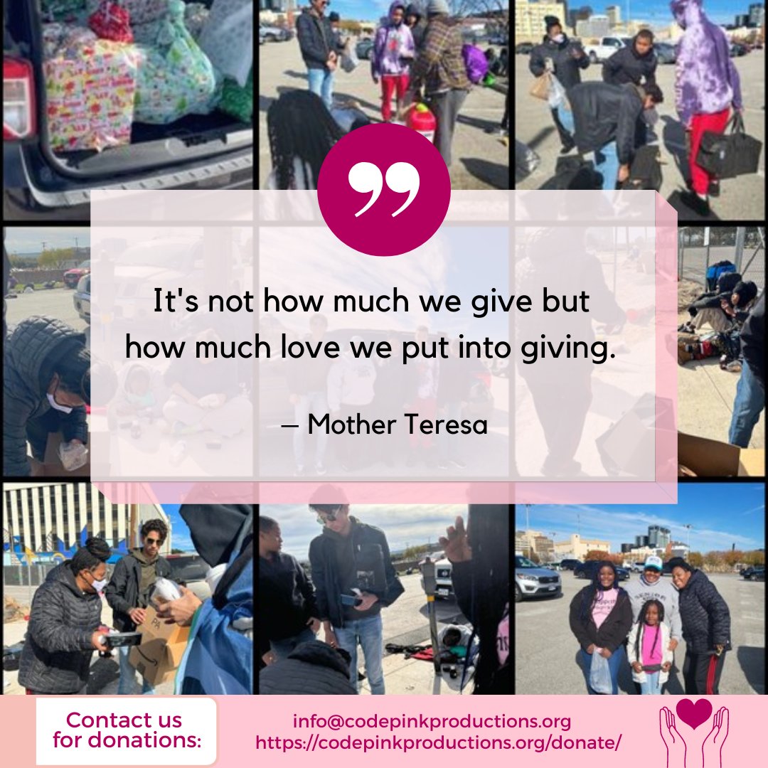 CodePinkInc's tweet photo. A little goes a long way when we give all at once. You can make your gift today! Go to ➡️⁠ https://t.co/kQosvD4O7T to donate. We appreciate your support to help us provide support and services to our youth, underserved of the community &amp; small businesses. 💕 #Donate #Support https://t.co/xKzAKL7mt7