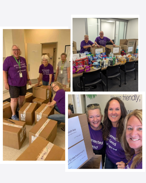 TELUS's tweet image. We have to take some time today to thank our team members, retirees and TELUS Community Ambassadors. Last week across Alberta and BC, they came together to collect over 6,200 items for wildfire evacuees #GiveWhereWeLive #TeamTELUS