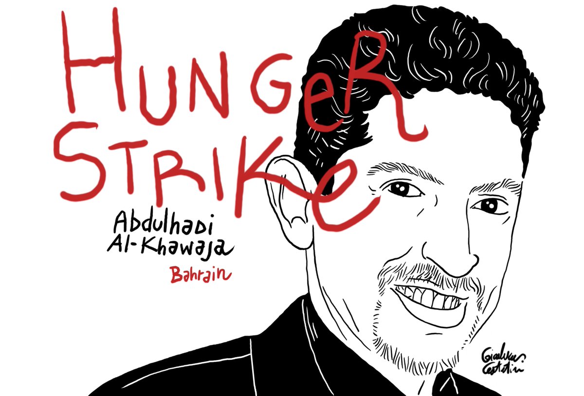 channeldraw's tweet photo. More than 700 political prisoners are on hunger strike in #Bahrain. Including Abdulhadi al-Khawaja.
His crime: demanding human rights for all in Bahrain without discrimination #FreeAlKhawaja 

#DKPol #Bahrain #لنا_حق https://t.co/fnCaPKXzvk