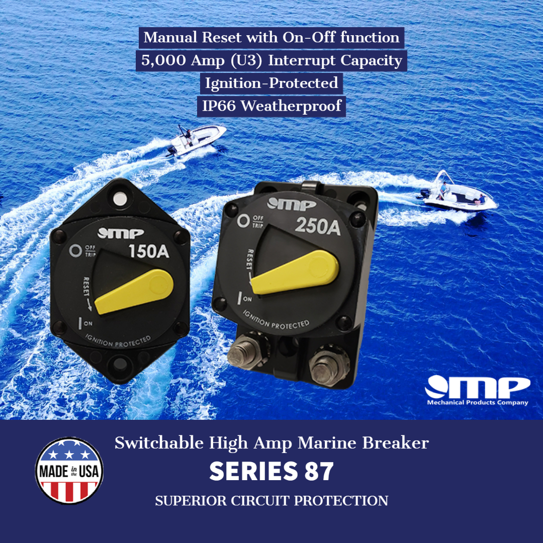 Series 87 – Marine rated ignition protected circuit breaker.
Enhanced &amp; re-engineered alt to the #Bussmann / BlueSea 187, Made in USA.
Need the datasheet?  hubs.li/Q020rygs0

#circuitprotection #boat #boats #boatlife #boatbuilding #boatbuilder #boattrip #Wednesdaywisdom