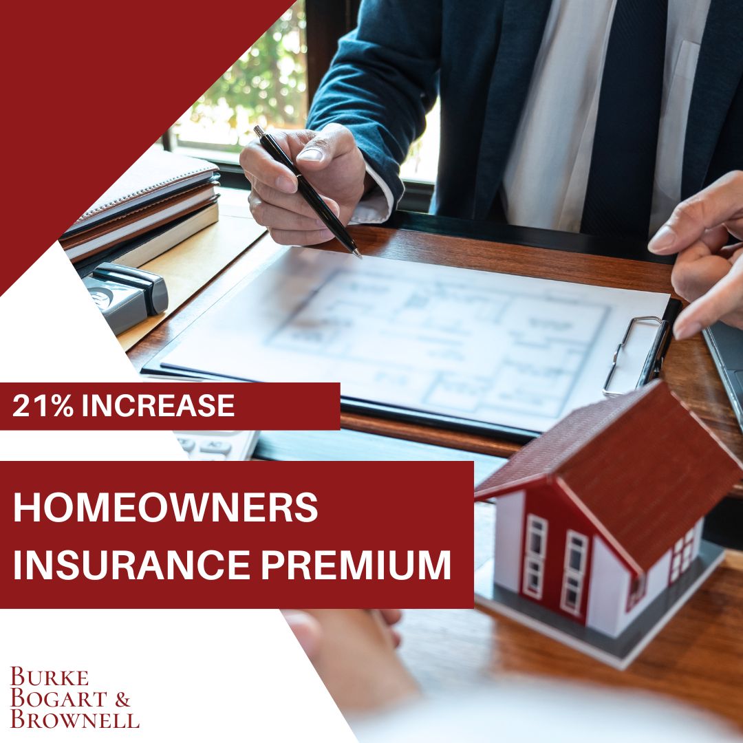Our owner, Lee Burke, shares why a 21% homeowners insurance premium increase is a good thing in the current insurance market. Read more on the Burke, Bogart & Brownell blog!

#homeownersinsurancepremium #insurancepremium #insurancecost #homeownersinsurance #burkebogartbrownell