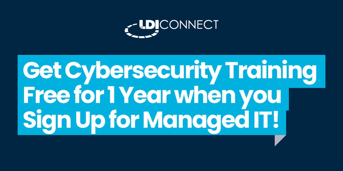 95% of cybersecurity breaches result from human error, but training your team can reduce risks by 70%. Sign up for a Managed IT plan to get comprehensive protection and a free year of training: bit.ly/47gmIus

#ManagedIT #Cybersecurity #LDIConnect