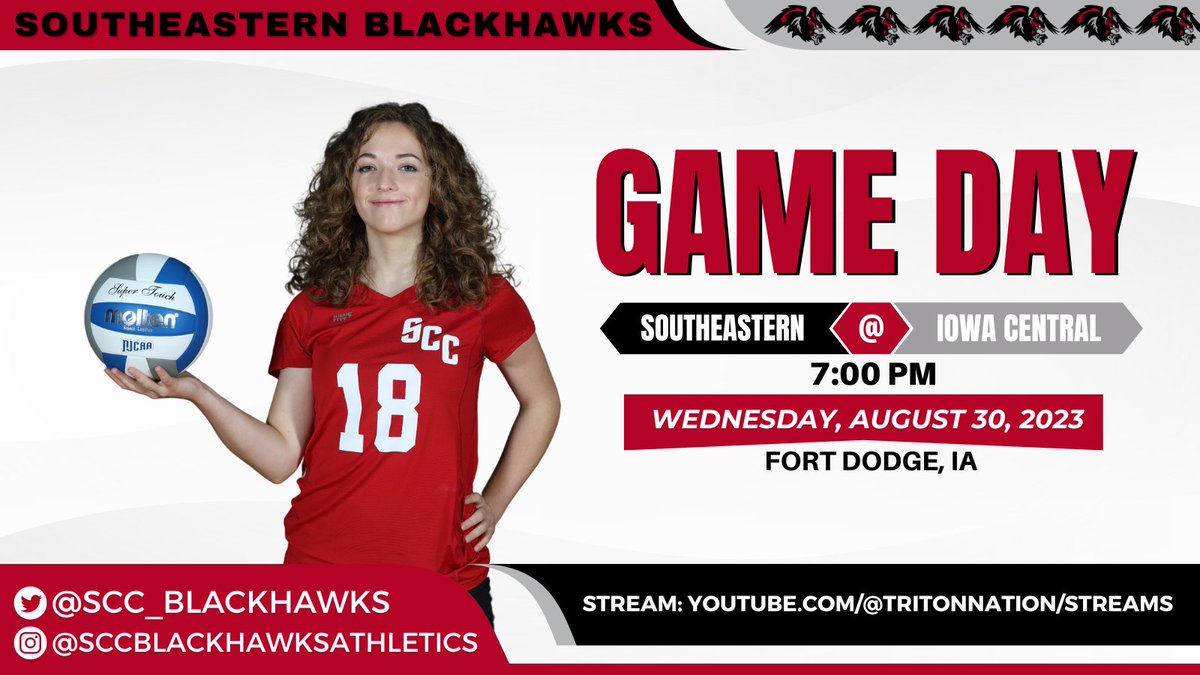 SCC_Blackhawks's tweet photo. 🏐Blackhawk Volleyball🏐
🗓️8/30
📍Fort Dodge, IA

⏰7:00PM
🆚Iowa Central

📺 https://t.co/xsD7hFTYHV
#SCCVB  ⚫️ https://t.co/3PwZVPov9N
