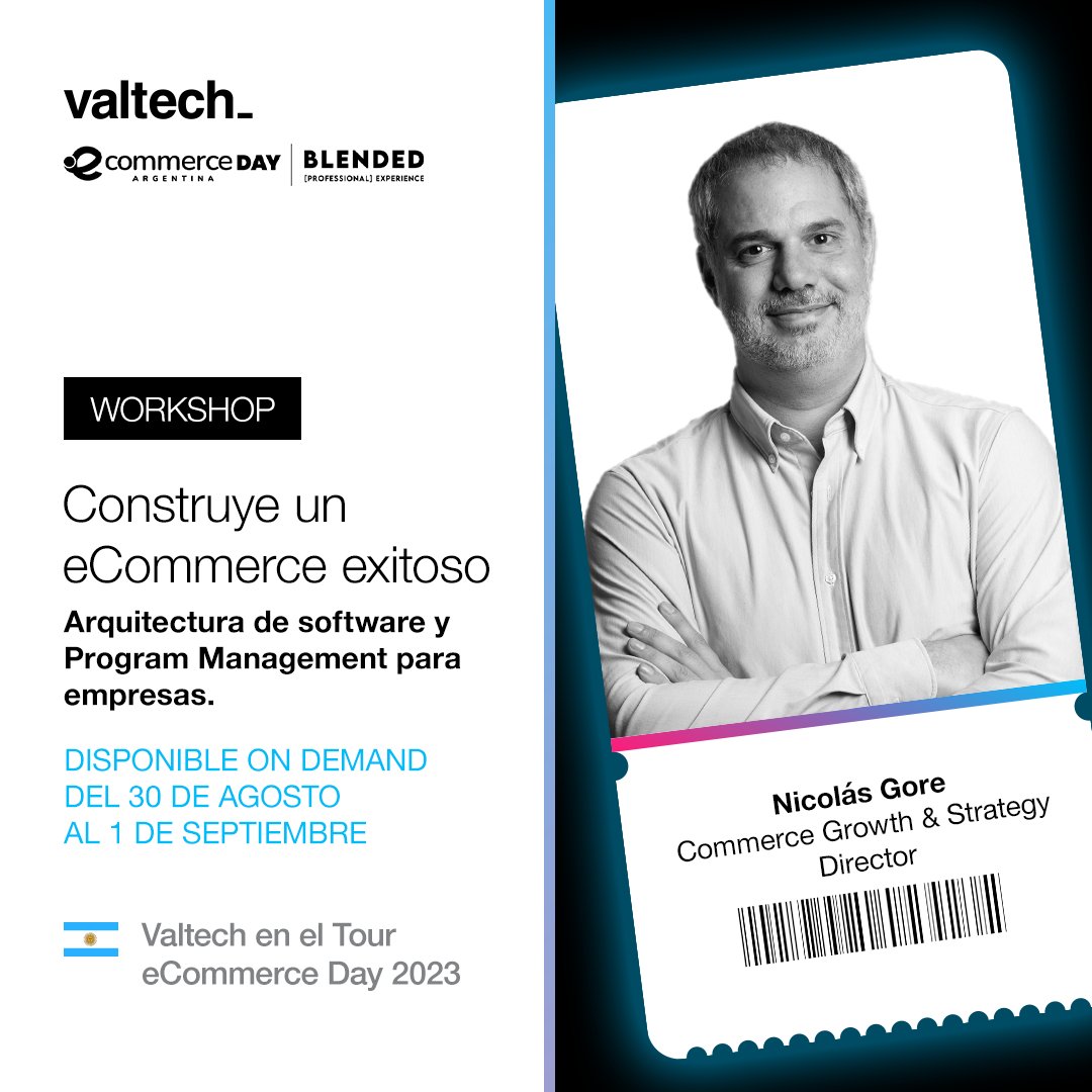 Accede a este workshop, disponible On Demand desde hoy 30 de agosto hasta el 1 de septiembre.

Registrate sin costo aquí: lnkd.in/eWSwYXyV
y unite a nuestro workshop en el siguiente link: bit.ly/3PiT9S7

#eCommerce #SoftwareArchitecture #ProgramManagement