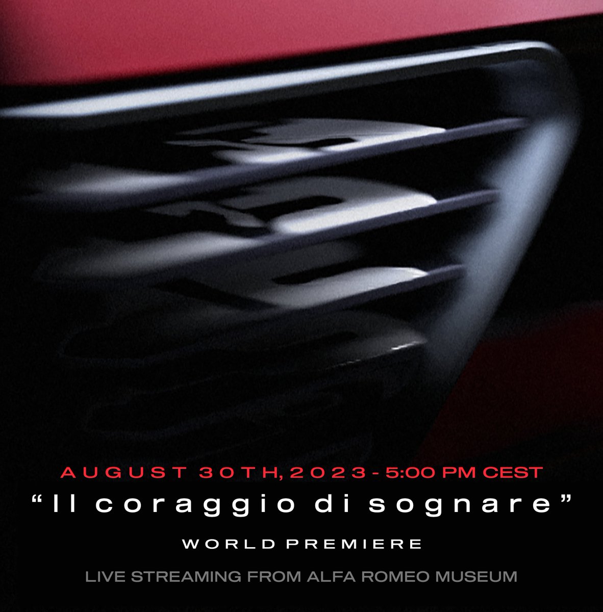 Stellantis (@stellantis) on Twitter photo Watch the dream come true. It’s time to join <a href="/Alfa_Romeo/">Alfa Romeo</a> for the unveiling of its stunning new creation, born at the intersection of courage and passion. The event starts soon: alfaromeo.com/il-coraggio-di… #AlfaRomeo #WorldPremiere Watch the dream come true. It’s time to join <a href="/Alfa_Romeo/">Alfa Romeo</a> for the unveiling of its stunning new creation, born at the intersection of courage and passion. The event starts soon: alfaromeo.com/il-coraggio-di… #AlfaRomeo #WorldPremiere