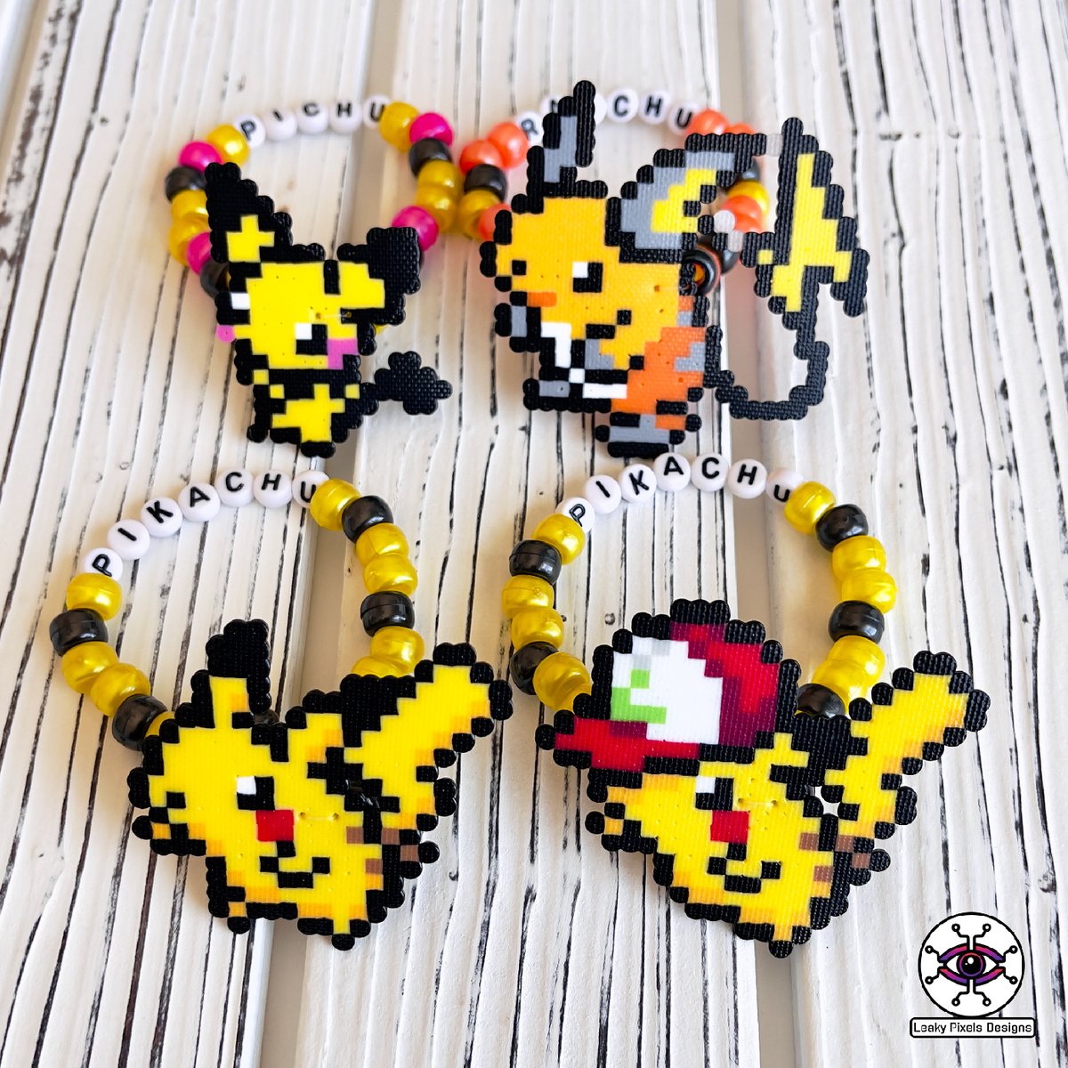 Pikachu Raichu Pichu Pokémon Perler Bracelets! leakypixels.com/products/pikac… #leakypixels #pikachu #raichu #pichu #pokemon #rave #perler #edc