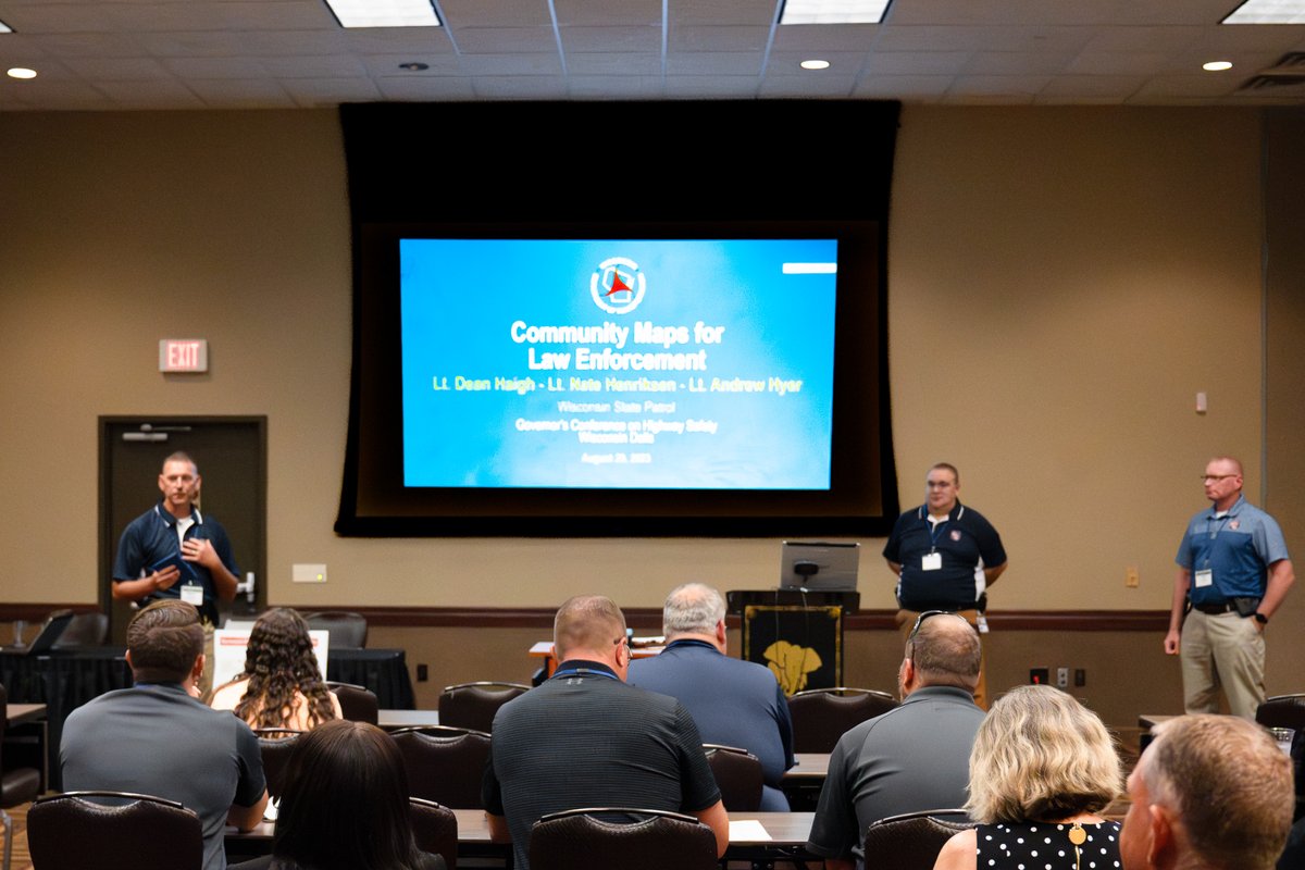 wistatepatrol's tweet photo. WSP staff joined fellow @WisconsinDOT colleagues to present on several public safety topics during the 48th Annual Governor’s Conference on Highway Safety this week. Thanks to all the attendees and participants as we work to achieve #ZeroInWisconsin https://t.co/2fbx3STCMp