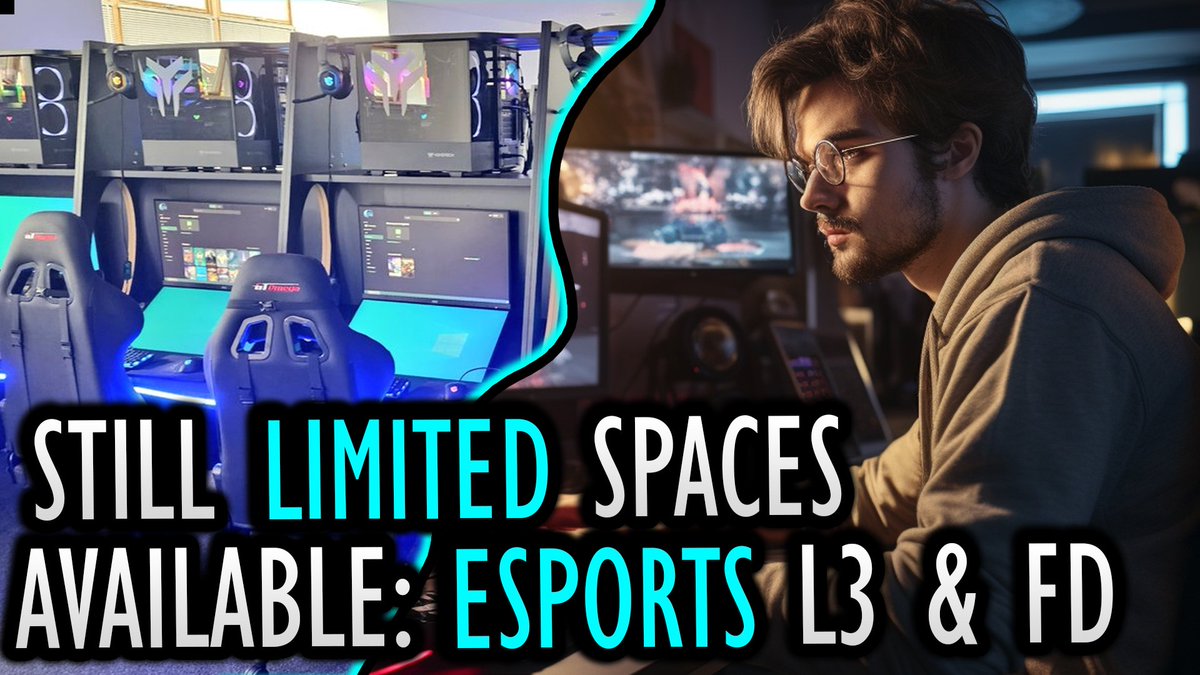 We have limited spaces available for Level 3 Esports AND our Foundation Degree! 💪

Come to Titanic Quarter tomorrow between 10am and 3pm to ensure your spot!
