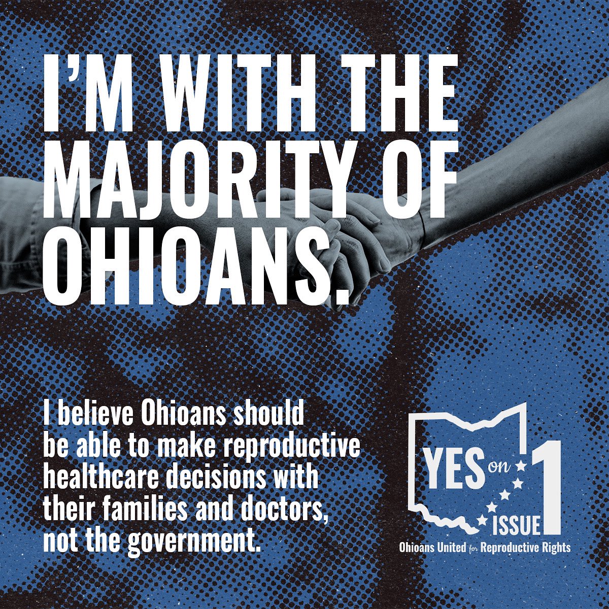 acluohio's tweet photo. We’re with the majority of Ohioans.💙 

⚡️We believe Ohioans should be able to make reproductive healthcare decisions with their families and doctors, not the government.   

🔗 https://t.co/uFUwBa45py
📲 @OURR2023 https://t.co/DRwXdW8WPW