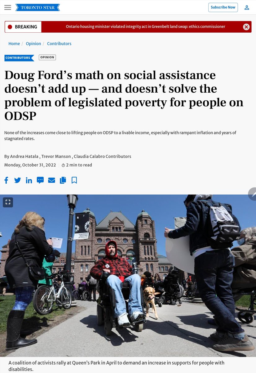 ODSPoor's tweet photo. If you are enraged by the #greenbelt scandal, imagine what @fordnation and @OntarioPCParty has done to #ODSP, #disability supports. We live on 1978 living income $, 10$/day food or less, 60%+ goes to rent, medications and procedures no longer covered...
https://t.co/h2gPXVDDFr https://t.co/m7WAAoTt6U