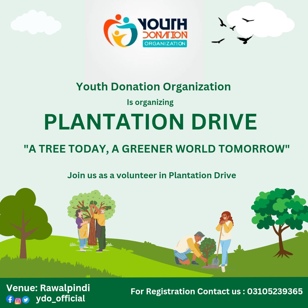 ydo_official's tweet photo. Attention All Nature Enthusiasts! Let's Restore Our Ecosystem through Tree Plantation! 
◼️ Time: 12:00 PM
◼️ Venue: Iqra Dar-ul-Atfal School, Dhowk Mangtal, Rawalpindi.
Kindly click the link below and fill in your details:

https://t.co/pSiB4KFfhu https://t.co/3x3KeXz8tT