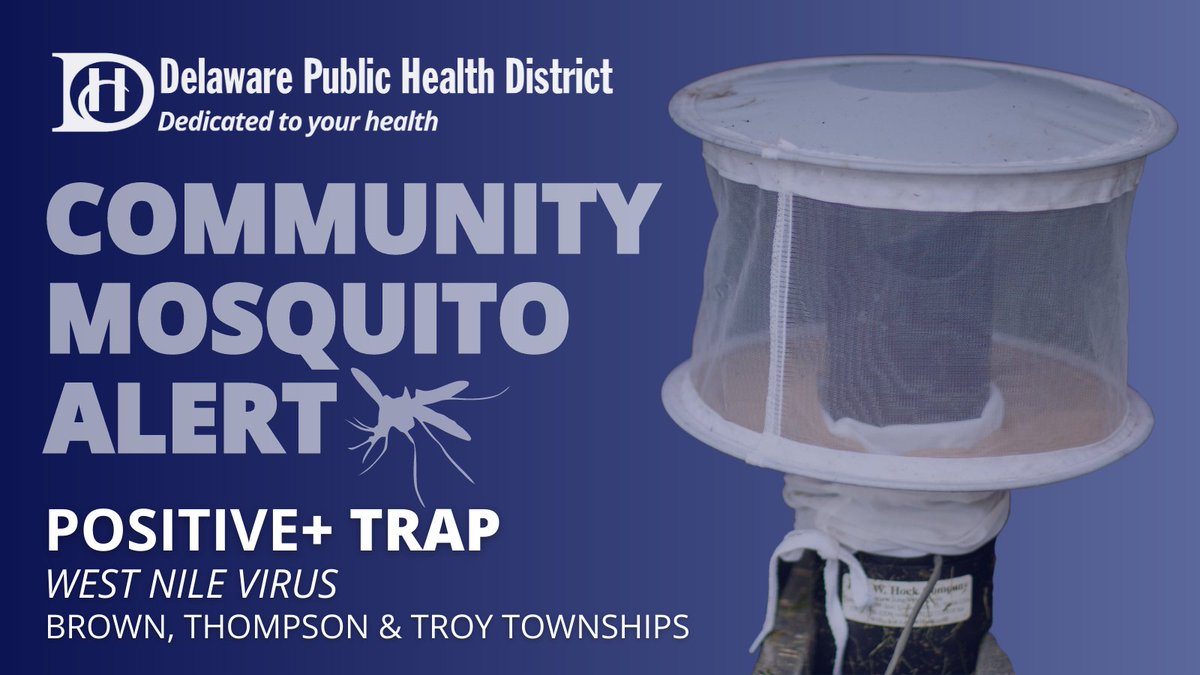 Mosquito spraying set for Brown, Thompson, and Troy Townships on Thursday, Aug. 31 after traps test positive for WNV.

DelawareHealth.org/2023/08/30/mos…