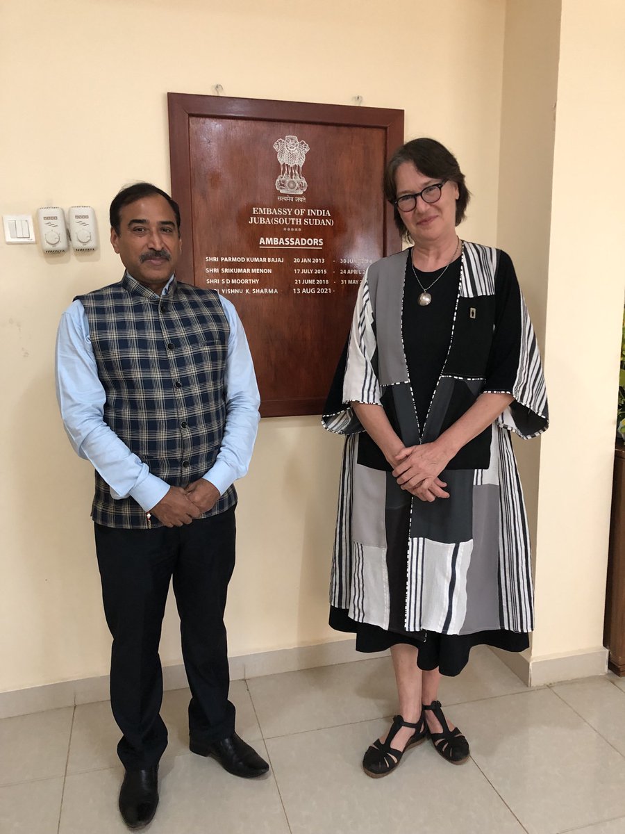 Many thanks to H.E. Vishnu Kumar Sharma, Ambassador ⁦of ⁦<a href="/eoijuba/">India in South Sudan</a>⁩, for a rich exchange on the humanitarian situation in #SouthSudan.  #SSOT ⁦<a href="/ICRC_SSudan/">ICRC South Sudan</a>⁩