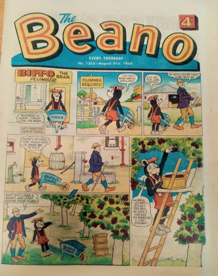 An almost pristine copy of The Beano, 31 August 1968. Not bad looking for a 55 year old! #ThursdayMotivation